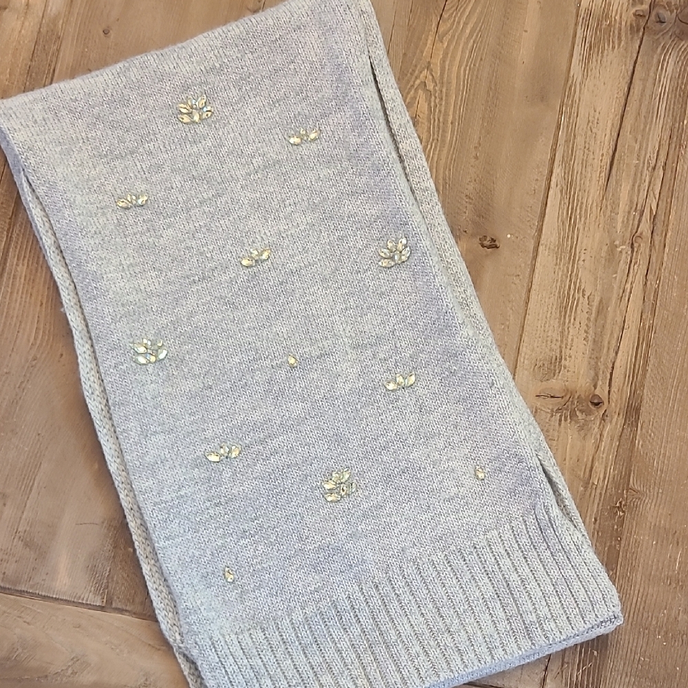 Banana Republic Gray Knit Scarf with Embellishments
